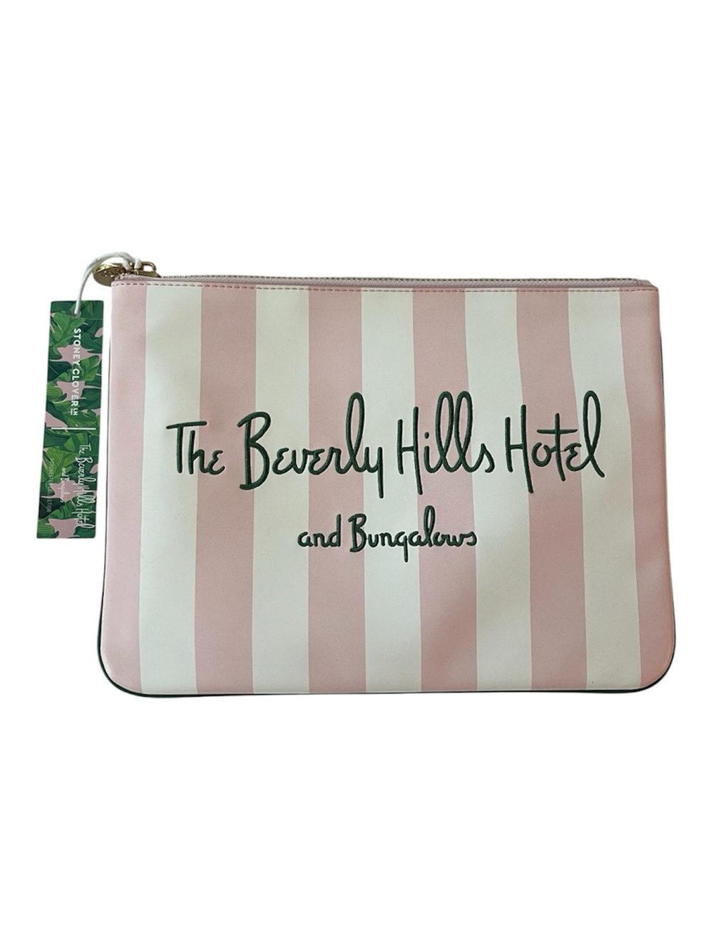 NWT The Beverly Hills Hotel Embroidered Flat Pouch